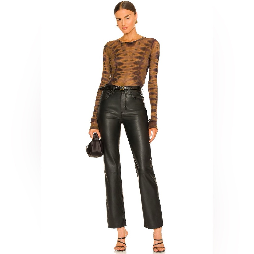 ✨NWT✨ AG JEANS Alexxis Straight Vegan Leather Super Black Sz 29